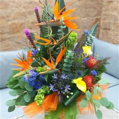 Florist choice Tropicana-Box arrangement